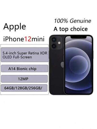 Apple آيفون 12 ميني أصلي، 128 جيجابايت/256 جيجابايت/512 جيجابايت، متوفر بألوان متعددة - هواتف آبل مُجددة | شريحة A14، يدعم 5G، عمر بطارية طويل (النسخة الصينية، بدون شريحة eSIM)