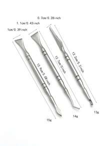 3 pièces Premium Set de Pédicure en Acier Inoxydable : Lame Droite, Lame Inclinée, Lame Incurvée, Râpe à Callosités, Repoussoir à Cuticules, Crochet à Cuticules. Kit d'Outils de Soins des Pieds Complet. - Argent - Voir 5