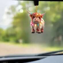 1pc Cute Highland Cow Christmas Ornaments, 1pc 2D Acrylic Decor, Non-Traditional & Adorable Suitable For Christmas Tree Hanging Decoration Christmas Decorations Home Christmas Gifts Christmas Decor - 彩色 - 查看 9