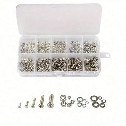 1 Box 320pcs Hex Nuts And Bolts Set, M2 - M5 Size, Universal Hardware Kit
