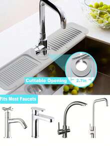 [Delivery Within 2-7 Days In The United States]1pc Silicone Water Drain Mat Kitchen/ Bathroom Sink Splash Guard Anti-Slip Surface Pad/ Rack ,Silicone Kitchen Sink Tray With Drainage Spout, Kitchen Faucet Sink Splash Guard, Silicone Faucet Water Catcher Mat, Sink Draining Pad Behind Faucet, Rubber Drying Mat, For Kitchen & Bathroom Countertop Protect, Kitchen Supplies, Bathroom Accessories, Kitchen Organizer, Household Kitchen & Bathroom Accessory ﻿24 Inch Faucet Mat For Kitchen Sink Splash Guard Behind Faucet, Sink Protectors For Kitchen Sink Faucet Mat Splash Guard For Kitchen Sink Area, Longer Silicone Faucet Guard & Draining Mat, Grey Dorm Room Essentials College Storage - Nhiều màu - Xem 3