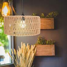 1pc Wicker Lamp Shade, Small Lamp Shade (Shade Only), Vintage Small Rattan Lamp Shade Replacement, Suitable For Floor Lamp, Pendant Light, Table Lamp, Wall Lamp, Christmas Gift, Living Room Lighting, Desk Lamp - Multicolor - View 5