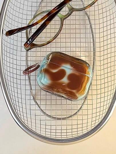 Tortoise Shell Ins Style Simple Blue & Brown Gradient 4/ Pro 3/ 2 Wireless Bluetooth Earphone Soft Protective Case, Suitable For Women