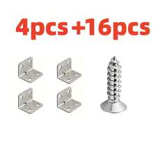 60/40/20 Pcs L-Shaped Stainless Steel Brackets With Screws - 4 Holes - Suitable For Stools, Tables, Beds, Cabinets, Wardrobes - Furniture Support - Heavy Duty Reinforcement - Suitable For DIY Projects - Silver - View 12
