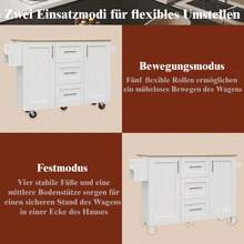 Kitchen Island, Removable Partitions, Removable Casters Like Kitchen Cabinets, Dining Cart With Countertop, Buffet Cabinet, Dining Cart With Wood Grain, Side Towel Rack With Casters, White - White + MDF+Metal - View 11