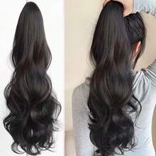 假发马尾辫环绕式长马尾辫，三爪长发高马尾夹，无缝假发夹式自然蓬松逼真马尾辫 HA2784 优雅发夹 女士发爪发夹 冬季发饰 - 加長款 - 查看 5