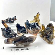 1pc Black Crystal Cluster Crystal - Bohemian Style Mineral Specimen With Earthy Brown To Clear Gradient, Raw Unpolished For Home Decor, Jewelry Making & Unique Holiday Gifts, Authentic Mineralogy, Earthy Aesthetic, Handpicked Stone - Black - View 9