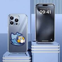 Carcasa de teléfono impreso transparente de moda Cubierta de teléfono transparente con diseño de balón de fútbol y escudo azul para iPhone 14 Pro Max en color gris claro ideal para amantes del deporte y viajes Para apple, teléfonos - transparente - Ver 1