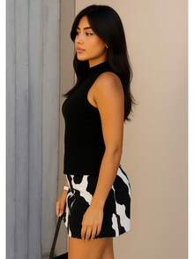 Women's Asymmetrical Ribbed Plain Blouse Summer 2025 | Sophisticated Casual Fashion Basic Look - Negro - Ver 4