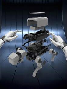 遥控机器狗互动玩具，儿童电子宠物礼物，STEM互动宠物，智能逼真机器狗玩具，生日和圣诞礼物 - 淺灰色 - 查看 6