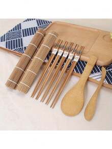 9件套DIY寿司制作套装 米饭模具 厨房寿司制作工具套装 寿司模具 烹饪工具套装 - 摩卡棕 - 查看 2