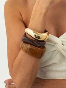 1pc Bohemian Geometric Exaggerated Arc Smooth Resin Bracelet, Luxurious Charm, Suitable For Vacation, Party, Casual, Street Style, Wedding, Anniversary, Unisex Gift - Bracelet - View 4