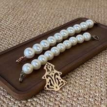 2条可拆卸珍珠包链，手工DIY包包配饰项链，适用于手提包、钱包、手机壳和其他手工制品，时尚、简约、优雅、美观，方便替换单肩包链。 - 白色 - 查看 7