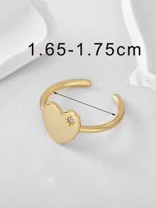 Charm-In 1 pieza Anillo ajustable de oro de 18 quilates chapado en latón con forma de corazón, geométrico y de cachorro con circonita cúbica, regalo para el Día de San Valentín, Día de la Madre - Dorado - Ver 3