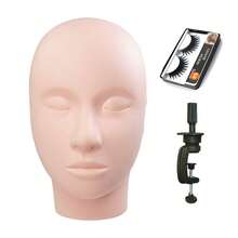 Eyelash Extension Practice Head, Makeup And Eyelash Extension Training Head, Beauty Face Model Head, Soft Rubber Texture, Easy To Clean With Skincare Oils - Apricot - View 1