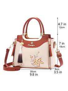 3pcs Embroidered Women Handbag Set, Including Shoulder Bag, Crossbody Bag And Tote Bag - Multicolor - View 9