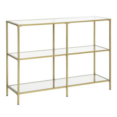 VASAGLE 39.4" Console Sofa Table With 3 Shelves, Entryway Table With Tempered Glass Shelf, Gold Color