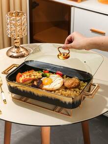 Ceramic Plate, Suitable For Cooking, Dining Room, Home, Kitchen, Tableware, Baking Tray, Casserole, Tray, Salad Bowl, Fruit Plate, Soup Pot, Baking Tray, Applicable For Bread, Turkey, Cheese, Pizza, Outdoor, Wedding, Party, Gift, Birthday - Multicolor - View 3