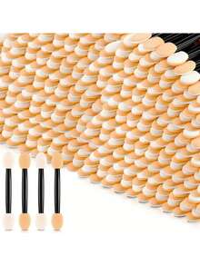 200pcs/100pcs/50pcs/10pcs Disposable Eye Shadow Applicators Double-Sided Sponge Makeup Brushes For Women (Black, Nude, White),Eyebrow Brush,Eyeshadow Brush,Spoolie,Spoolie Brush - Multicolor - View 12