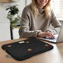 Cute Cherry Floral Puffy Tablet Sleeve Compatible With Ipad Pro 11-Inch , Laptop Sleeve Bag Cover Girly Puffy Quilted 13-14 /15-15.6 Inch. Computer Bag For Women Gift. Carrying Case Cover 14 /16 Inch, 13 Inch Quilted Design Soft Cute Puffer Bag Case For College Students - Black - View 8