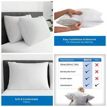 Set Of 2 King AllerEase Pillow Protectors - Moisture Wicking, Advanced Allergy - Premium Polyester, Zippered Protectors - King + 2.0 - View 1