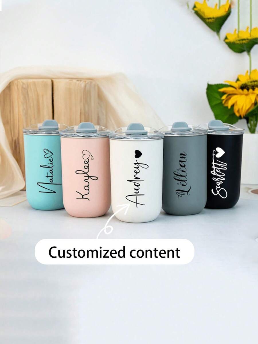 1个定制不锈钢旅行杯 - 双层隔热咖啡杯,可定制姓名,冷饮杯 | 优雅雾面 | 双层隔热,咖啡杯,可重复使用,多功能,装饰性强,时尚精致,可定制,个性化,独特,送给他的理想礼物,送给她的理想礼物,送给男朋友,女朋友,爸爸,妈妈,家人,朋友,儿子,女儿,学生,上班族,孩子,办公室,茶室,学校,家庭,时尚设计 - 彩色 - 查看 1