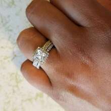 2Pcs Luxury Women's Fashion 925 Silver Plated Zirconia Wedding Ring Set Wedding Band Anniversary Gift Party Valentine's Day Engagement Women Jewelry Size 4-11# - 銀色 - 查看 4