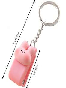 1个可爱卡通订书机，便携式，办公装订工具，学生用品，迷你订书机带钥匙扣，适用于办公室、学生文具、家庭、学校用品、返校礼物、男友礼物、办公桌配件、教师礼物、书籍配件、返校季、学校用品 - 彩色 - 查看 3