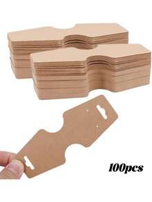 200/100 Blank Folding Necklace Display Cards, Bracelet Display Cards, Sturdy Necklace Hanging Cards, Necklace Kraft Paper Cards, Jewelry Accessory Display Jewelry Hanging Cards, Used For Chain Links, Headbands, Headbands, Collars, Keychains - Multicolor - View 9