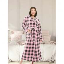 Womens Robe, Long Plush Bathrobe With Hood, Hooded Robes For Women Plus Size Bath Robe,31371257 - 粉色 - 查看 2