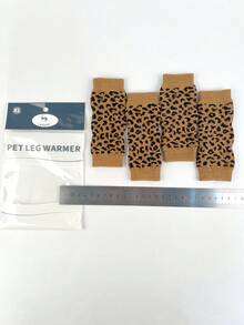 2 Pairs/4pcs Yellow Leopard Print Pet Dog Cat Leg Warmers Knee Pads, Protective Socks, Warm & Breathable Socks Suitable For Small Dogs And Cats (Product Image Shown In XL Size)