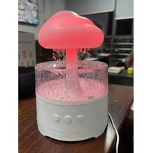 Akane 300毫升水滴蘑菇加湿器，带遥控器、7色氛围灯、空气加湿器、雨滴加湿器，适用于卧室，USB-C接口和插电式设计 - 彩色 - 查看 6
