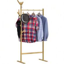 2-In-1 Wooden Coat Stand | Bamboo Display Rack With 8 Hooks | Versatile Hallway Clothes Hanger | Free-Standing Jacket, Hat & Handbag Organiser - Default - View 5