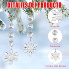 36pzs Adornos de Cristal para árbol de NavidadAdornos Colgantes de Copos de Nieve de Cristal Colgantes para el País de Las Maravillas Invernal Adecuado para Decoración Navideña y Fiestas 12cm - transparente - Ver 3