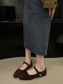 2025 New Flat Soft Suede Comfortable Mary Jane Shoes, Elegant Lady Style, Autumn - Brown - View 5