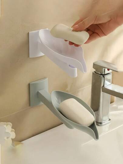 조절 가능한 잎 디자인 플라스틱 비누 접시, 3단 조절 가능한 벽걸이형 비누 접시 배수 랙, 욕실, 주방 스펀지 및 비누 보관 랙에 적합, 흡착 컵이 있는 벽걸이형 회전식 비누 접시, 욕실 보관 랙, 가정, 배수 랙, 욕실, 보관 랙에 적합