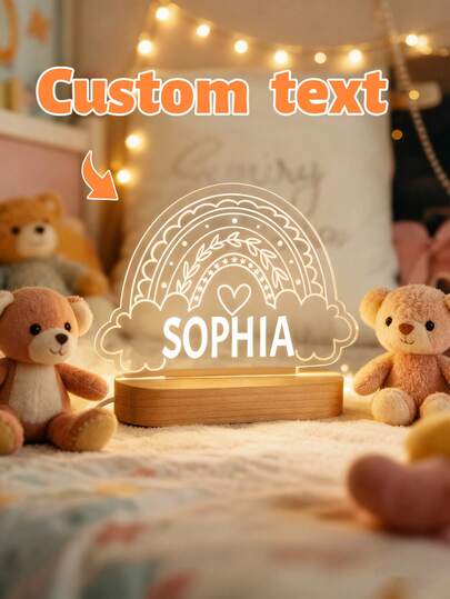 [ Customized Starry Sky Cloud Rainbow Name Night Light ] Light Up The Dreamy Corner Of The Children's Room!Soft Glow Bedside Decor, Custom Text Bedroom Lighting Custom LED Lamp For Children, Perfect Gift For Kids, Bedroom Decor With Soft Glow, Customizable Name Nightlight