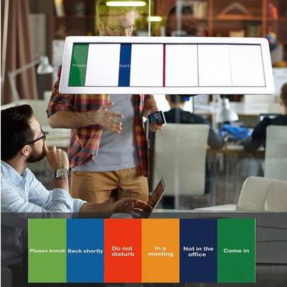 Office Door Signs 6 Options Do Not Disturb, Please Knock, In A Meeting, Out Of Office, Working Remotely Back Soon Privacy Door Slider Sign For Meeting & Conference Room Silver