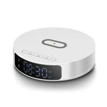 2-In-1 Wireless Charger With Time Display And Alarm Clock Function, Suitable For Bedroom Or Desk, Charging Base Compatible With IPhone 17/16/15/14/13/12/11 Pro Max/Mini/Plus/XR/XS/X/8, Compatible With AirPods 2/3/4/Pro/Pro 2, Compatible With Samsung S25/S23/S22/S21/S20, Galaxy Buds - White - View 11