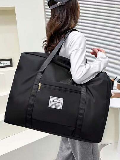 1个大容量防水拉杆旅行包，可作手提包、床上用品和衣物收纳袋、简易打包行李袋，适合旅行和宿舍使用，卧室配件，学习用品，返校宿舍必备，过夜行李箱包，健身包，周末旅行包，旅行包，拉杆箱包，大学包，行李包，周末旅行包，医院包，冬季假日款