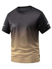 Camiseta casual para hombre de secado rápido, transpirable y que absorbe la humedad para exteriores - Caqui - Ver 2