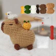 Capybara Crochet Kit, Cute Animal Crochet Kit Set, Christmas Gift, Crochet Kit For Beginners, Crochet Kit For Craft Lovers, Crochet Kit For Adults, DIY Crochet Kit Capybara And Tortoise, Hand Knitted Animal Creation Set (Tool Accessories With Random Colors)