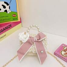 Princess Style Chain Bag Pearl Accessories Cute Children's Handbag Bow Unique Girl's Shoulder Bag - Butterfly Style Beige - View 12