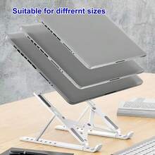 Portable Laptop Stand, New Version Adjustable Laptop Holder Riser Computer Stand For Desk Notebook Stand Mount With Phone Stand, Black And White - 黑色and白色 - 查看 6