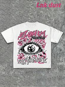 Y2K Elohim Records Path To Paradise Edgy Graphic ,180g 100% Pure Cotton Round Neck Comfortable Casual Men's T-Shirt - trắng - Xem 1