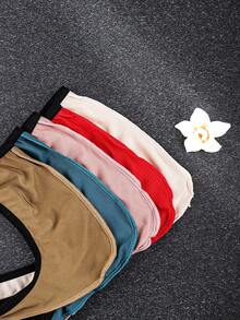 5 PCS Men's Contrast Binding Satin Thong, Low Rise T-Back Underwear, Soft Comfortable Briefs, Summer - 彩色 - 查看 4