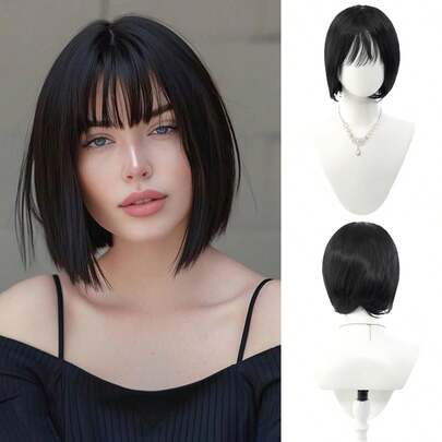 New Arrival Women's Short Bob Wig - Synthetic Fiber Natural Looking Fashionable Full Cap Wig