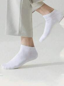 5 Pairs Women's White Low-Cut Breathable Casual Boat Socks, Thin Cotton Liner Socks For Summer Travel & Holiday - White - View 2