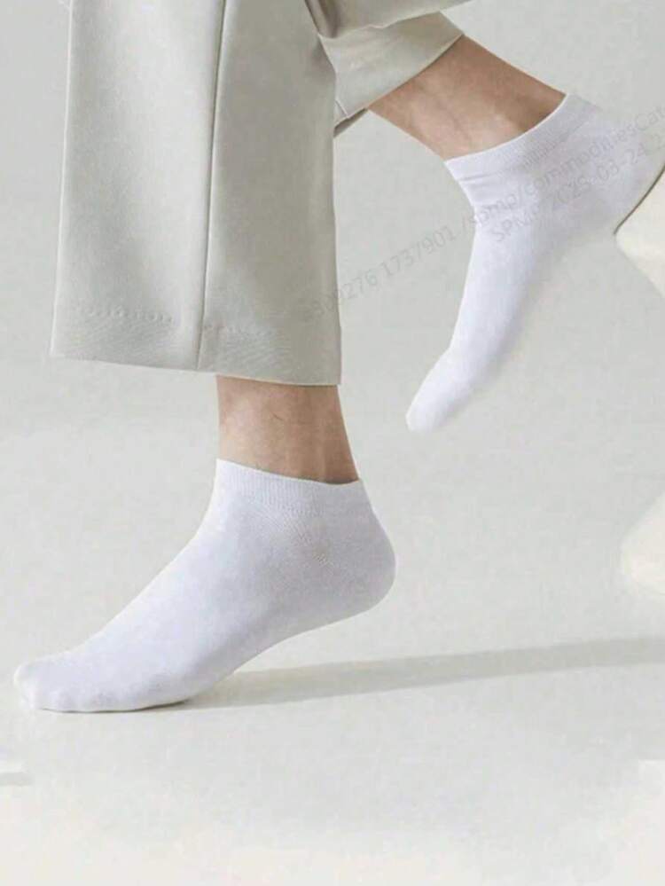 5双装女士白色低帮透气休闲船袜，薄棉内衬袜，适合夏季旅行和度假 - 白色 - 查看 2