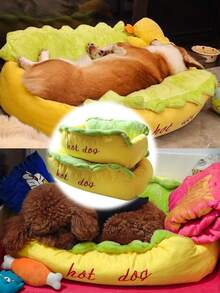 1 - Piece Hot Dog Shaped Pet Bed, Cute Plush Dog Bed For Small & Medium Dogs (Shiba Inu, Pomeranian, French Bulldog), Comfortable Warm Pet Nest , Fun Food - Themed Dog Bed For Indoor Use, Cozy Dog Cushion Bed For Sleeping & Lounging,Comfortable "Hot Dog" Pet Bed, Suitable For Small To Large Dogs And Cats - Multicolor - View 5